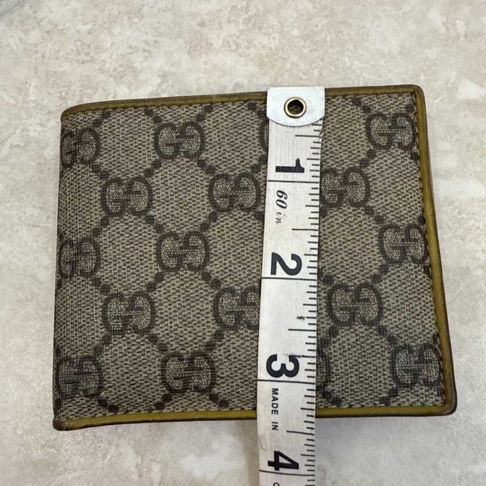 Gucci Men Wallet GG Mustard Yellow Leather‎ Inside Signature Canvas Box Bag Card - Picture 6 of 16